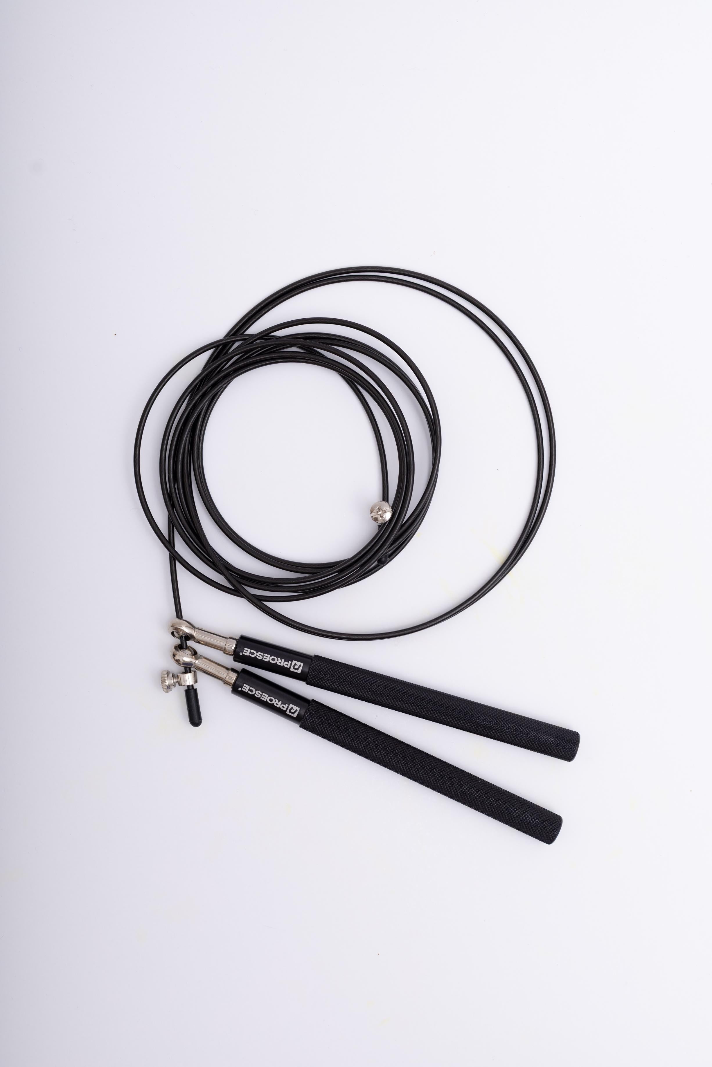 BLACK CROSSFIT JUMP ROPE – ALUMINUM HANDLES WITH PVC-COATED CABLE – 0.25×300CM