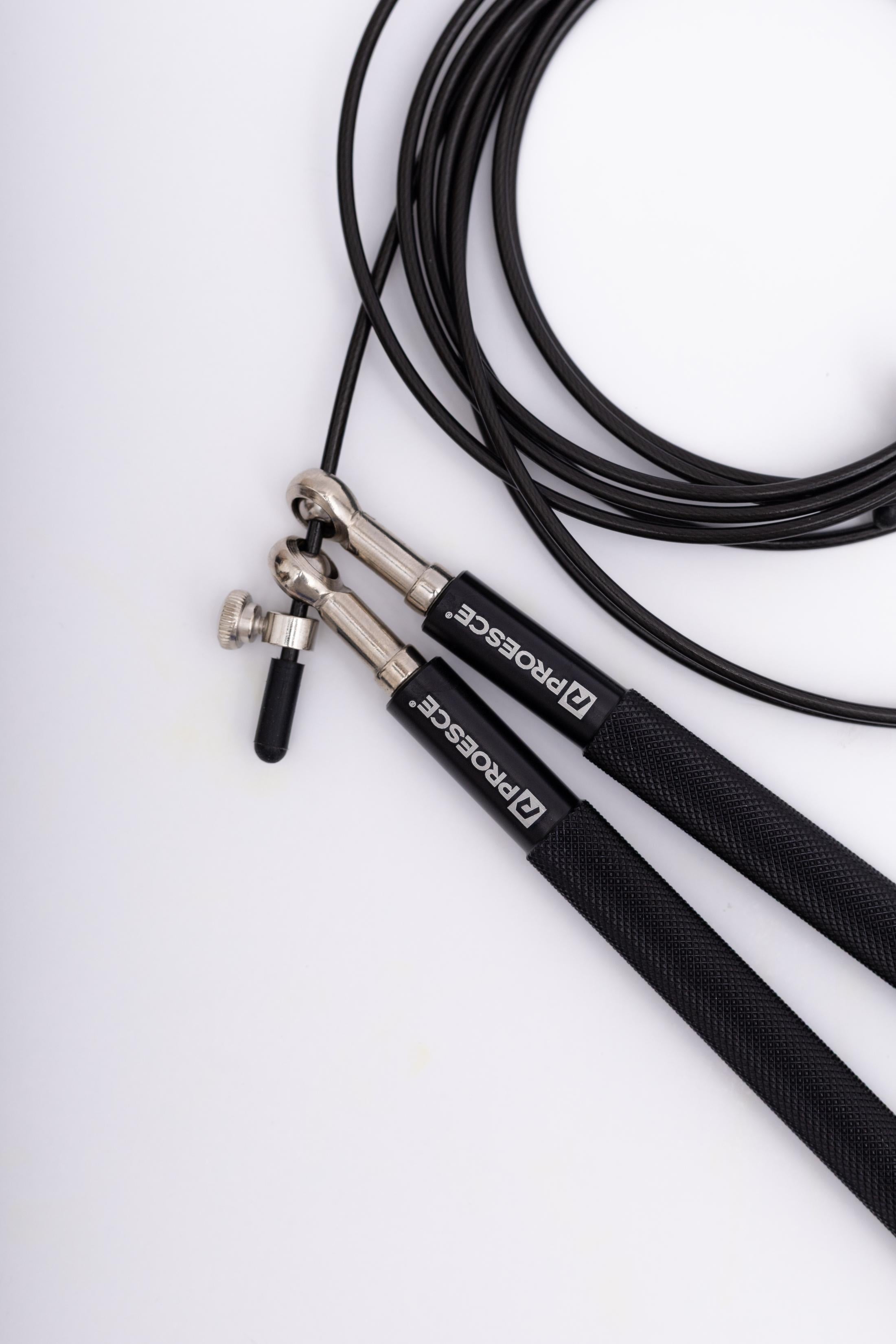 BLACK CROSSFIT JUMP ROPE – ALUMINUM HANDLES WITH PVC-COATED CABLE – 0.25×300CM