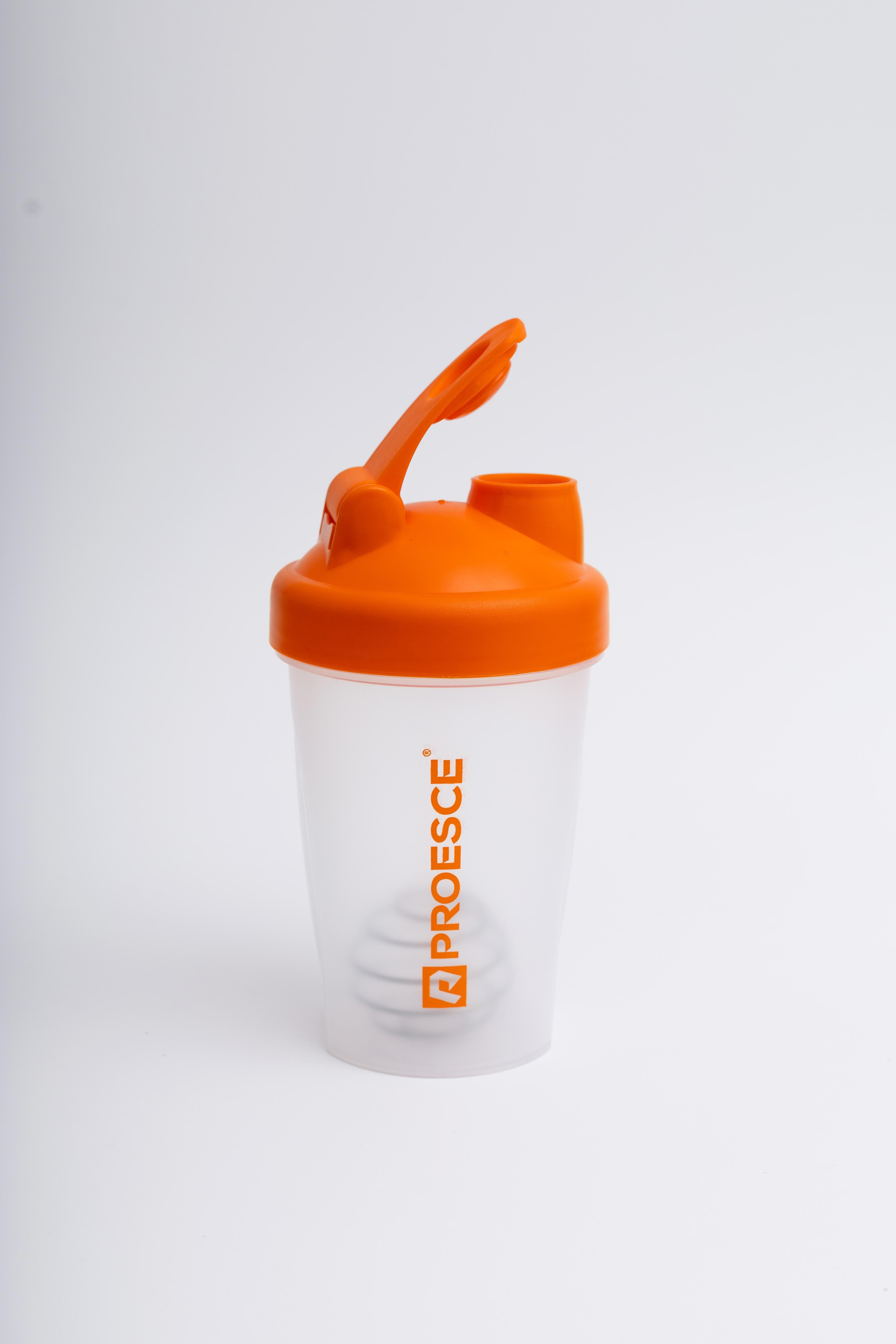 VASO SHAKER PLASTICO COLOR NARANJA/TRANSPARENTE DE 400ml